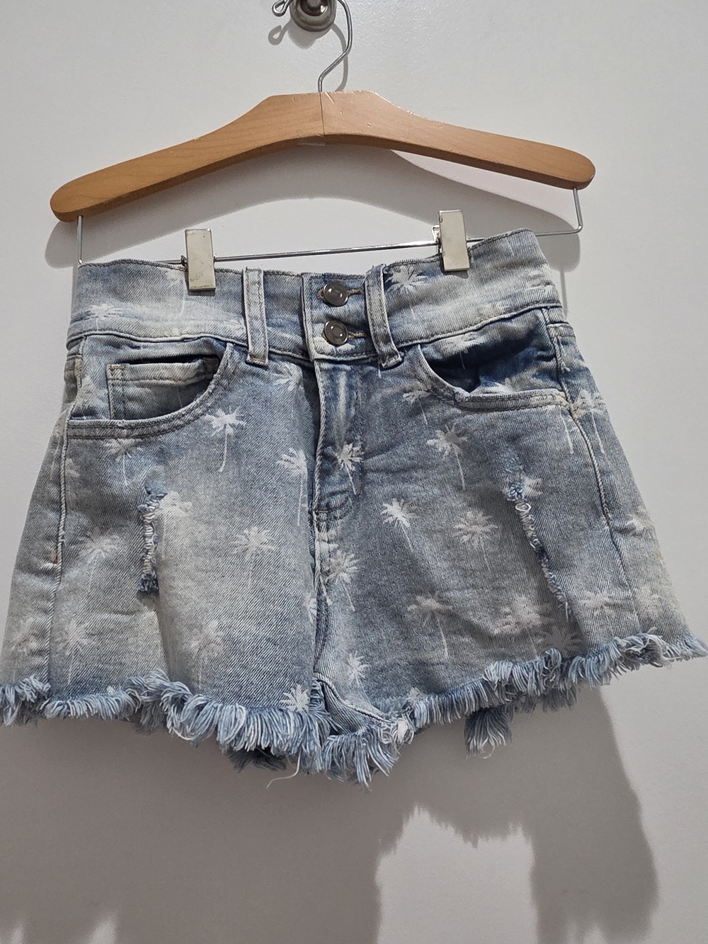 Ocean Drive Light Blue Palm Tree Denim Shorts